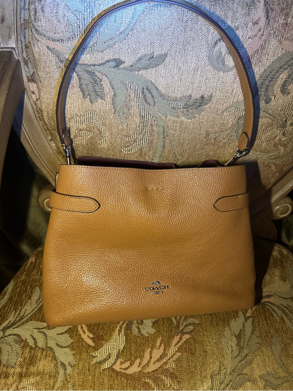 Coach Tan Pebbled Leather Shoulder Bag